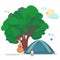 Ecotourism . Vector flat illustration