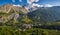 Ecrins National Park - The village of La Grave with La Meije mountain peak in Summer. Alps, France