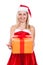 Ecstatic Christmas woman with present