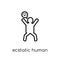 ecstatic human icon. Trendy modern flat linear vector ecstatic h