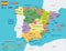 Ector detailed administrative map of Spain - Cities and Regions