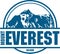 Ector Everest mountain logo. Emblem with highest peack in world. Mountaineering label illustration.