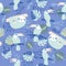 Ector seamless tropical pattern with cute animal characters, toucan, sloth, leaf, palm