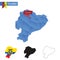 Ecuador blue Low Poly map with capital Quito