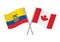 Ecuador and Canada crossed flags.