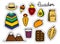 Ecuador doodle icons. Ecuadorian theme, vector illustration