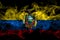 Ecuador, Ecuadorian smoke flag isolated on black background