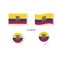 Ecuador flag logo icon set, rectangle flat icons, circular shape, marker with flags