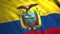 Ecuador flag waving animation with an eagle spreading its wings. Motion. Ecuador country realistic flag, seamless loop.