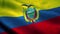 Ecuador flag waving in the wind. National flag of Ecuador. Sign of Ecuador seamless loop animation. 4K
