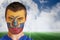 Ecuador football fan in face paint