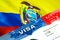 Ecuador immigration visa. Closeup Visa to Ecuador focusing on word VISA, 3D rendering. Travel or migration to Ecuador destination