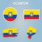 Ecuador map and flag high detailed vector illustration