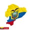 Ecuador map with waving flag of country.