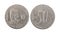 Ecuador Old 50 Centavos Coin, Front & Back