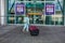 Ecuador, Quito Mariscal Sucre International Airport. A little girl with pigtails goes back with a suitcase.