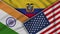 Ecuador United States of America India Flags Together Fabric Texture Illustration