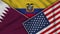 Ecuador United States of America Qatar Flags Together Fabric Texture Illustration