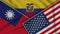 Ecuador United States of America Taiwan Flags Together Fabric Texture Illustration