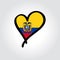 Ecuadorian flag heart-shaped hand drawn logo. Vector illustration.