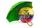 Ecuadorian flag under umbrella. Protection and security of Ecuador concept, 3D rendering