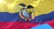 Ecuadorian flag waving at wind in slow with blue sky, loop