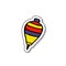 Ecuadorian traditional toy trompo, wood spinning top doodle icon, vector sticker illustration
