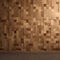 ed, wood-paneled walls with a natural wood finish. Wallcovering of wooden, tiled, and square blocks. Generative AI