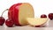 Edam cheese: pale, supple interior promises a mild, slightly nutty flavor in a vibrant shell
