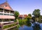 Edam Holland with canal and buildings
