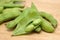 Edamame on cutting board