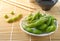 The edamame Japanese boiled green soybeans