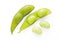 Edamame nibbles, boiled green soybean on white background, japan