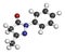 Edaravone drug molecule. 3D rendering. Atoms are represented as spheres with conventional color coding: hydrogen (white), carbon (