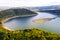 Edersee lake in germany with its nature from above