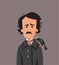 Edgar Allan Poe Vector Caricature Illustration