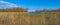 Edge of a canal in a green grassy landscape in wetland in sunlight under a blue sky in winter