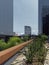 The edge of the outside terrace at the Port Atlantico Novotel overlooking the Business and Office complex in downtown Rio.