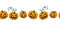 Edging, ribbon, border of simple scary spooky smiling Halloween pumpkins, Jack lantern. Vector seamless pattern