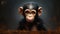 Edgy Caricature Of A Cute Chimp On Dark Background