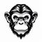 Edgy Caricature: Intense Adult Chimpanzee Head Silhouette Graphic Design