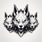 Edgy Caricature Metal Stickers: Three White Wolves In Dark Symbolism