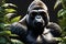 Edgy Gorilla Donning Sunglasses - Exuding an Aura of Power and Style Emerging from the Jungle