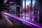 Edgy and vibrant modern kitchen illuminated with captivating purple LED lights