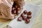 The edible chestnuts Castanea sativa in a paper bag