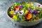 Edible Flowers in Salad Bowl