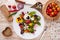 Edible flowers salad in a plate