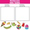 Edible inedible educational children game, kids activity sheet