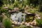 edible landscape with natural pond, filled with fish and frogs