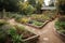 edible landscape and permaculture garden, filled with fruits, vegetables, and herbs